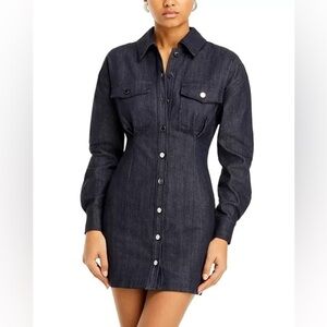 NWOT Line and Dot Mora Button Down Navy Charcoal Denim Dress  Size Small